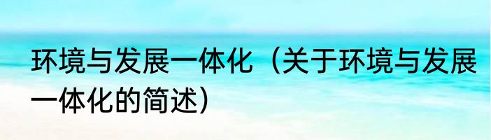 环境与发展一体化（关于环境与发展一体化的简述）