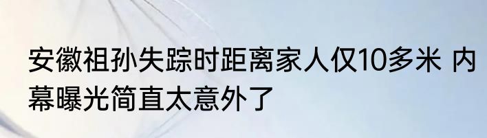 安徽祖孙失踪时距离家人仅10多米 内幕曝光简直太意外了