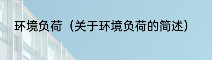 环境负荷（关于环境负荷的简述）