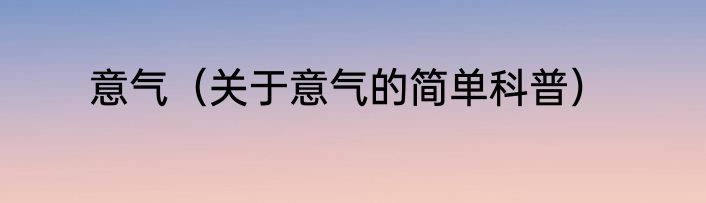 意气（关于意气的简单科普）