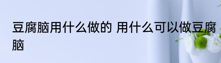 豆腐脑用什么做的 用什么可以做豆腐脑