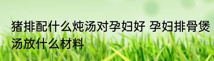 猪排配什么炖汤对孕妇好 孕妇排骨煲汤放什么材料