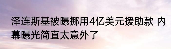 泽连斯基被曝挪用4亿美元援助款 内幕曝光简直太意外了