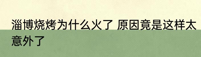 淄博烧烤为什么火了 原因竟是这样太意外了