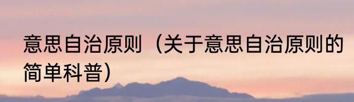 意思自治原则（关于意思自治原则的简单科普）