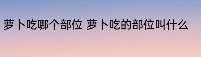 萝卜吃哪个部位 萝卜吃的部位叫什么