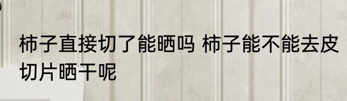 柿子直接切了能晒吗 柿子能不能去皮切片晒干呢