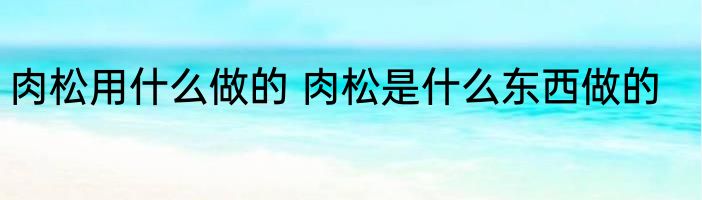 肉松用什么做的 肉松是什么东西做的