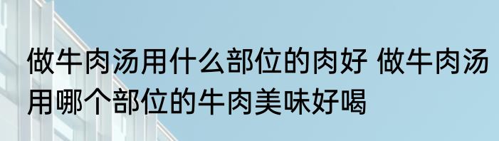 做牛肉汤用什么部位的肉好 做牛肉汤用哪个部位的牛肉美味好喝