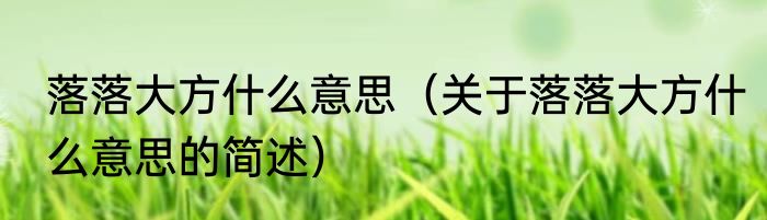 落落大方什么意思（关于落落大方什么意思的简述）