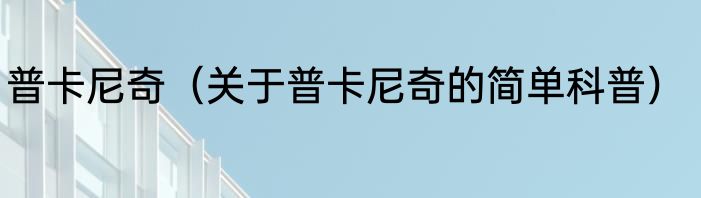 普卡尼奇（关于普卡尼奇的简单科普）