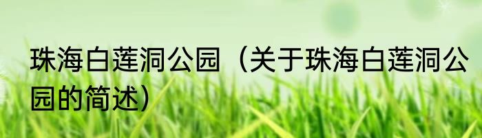 珠海白莲洞公园（关于珠海白莲洞公园的简述）