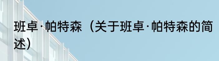 班卓·帕特森（关于班卓·帕特森的简述）