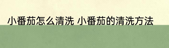 小番茄怎么清洗 小番茄的清洗方法