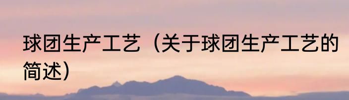 球团生产工艺（关于球团生产工艺的简述）
