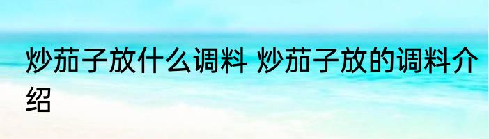 炒茄子放什么调料 炒茄子放的调料介绍