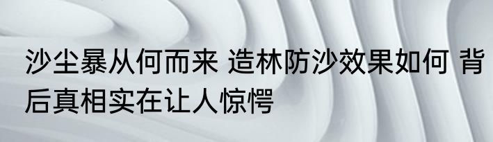 沙尘暴从何而来 造林防沙效果如何 背后真相实在让人惊愕