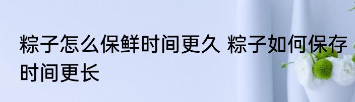 粽子怎么保鲜时间更久 粽子如何保存时间更长