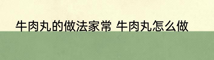 牛肉丸的做法家常 牛肉丸怎么做