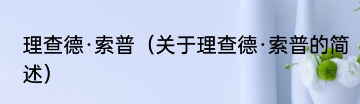 理查德·索普（关于理查德·索普的简述）