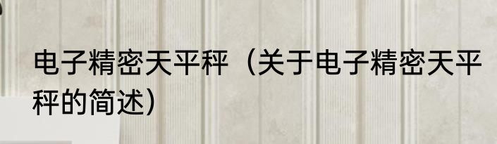 电子精密天平秤（关于电子精密天平秤的简述）