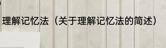 理解记忆法（关于理解记忆法的简述）