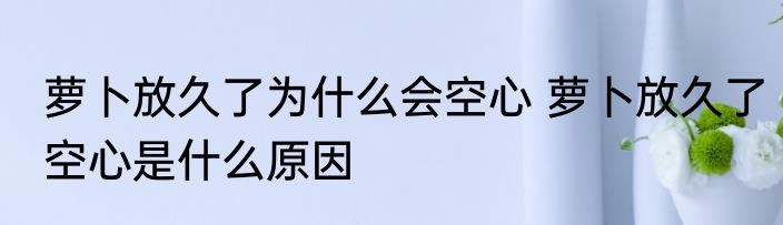 萝卜放久了为什么会空心 萝卜放久了空心是什么原因