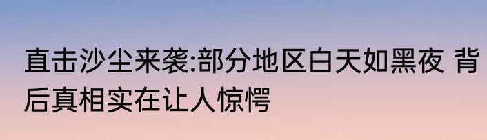 直击沙尘来袭:部分地区白天如黑夜 背后真相实在让人惊愕