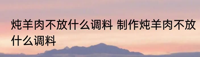 炖羊肉不放什么调料 制作炖羊肉不放什么调料