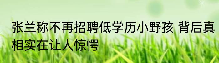 张兰称不再招聘低学历小野孩 背后真相实在让人惊愕