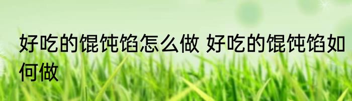 好吃的馄饨馅怎么做 好吃的馄饨馅如何做