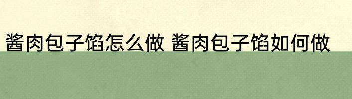 酱肉包子馅怎么做 酱肉包子馅如何做