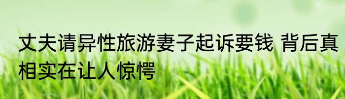 丈夫请异性旅游妻子起诉要钱 背后真相实在让人惊愕