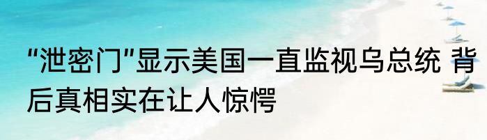 “泄密门”显示美国一直监视乌总统 背后真相实在让人惊愕
