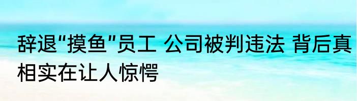 辞退“摸鱼”员工 公司被判违法 背后真相实在让人惊愕