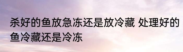 杀好的鱼放急冻还是放冷藏 处理好的鱼冷藏还是冷冻