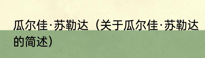 瓜尔佳·苏勒达（关于瓜尔佳·苏勒达的简述）