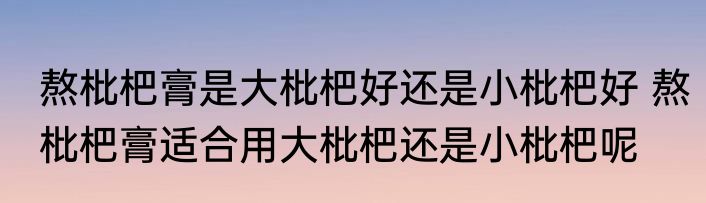 熬枇杷膏是大枇杷好还是小枇杷好 熬枇杷膏适合用大枇杷还是小枇杷呢