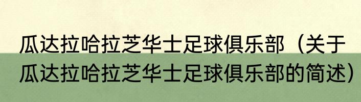 瓜达拉哈拉芝华士足球俱乐部（关于瓜达拉哈拉芝华士足球俱乐部的简述）