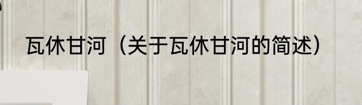 瓦休甘河（关于瓦休甘河的简述）