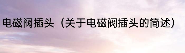 电磁阀插头（关于电磁阀插头的简述）