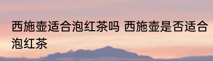 西施壶适合泡红茶吗 西施壶是否适合泡红茶