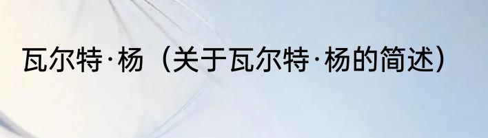 瓦尔特·杨（关于瓦尔特·杨的简述）