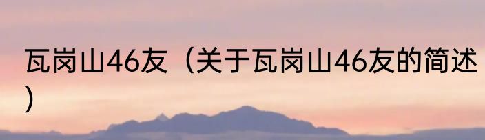 瓦岗山46友（关于瓦岗山46友的简述）