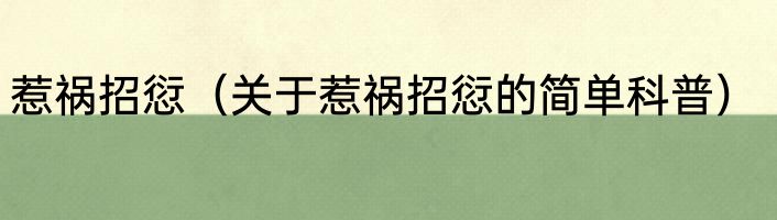 惹祸招愆（关于惹祸招愆的简单科普）