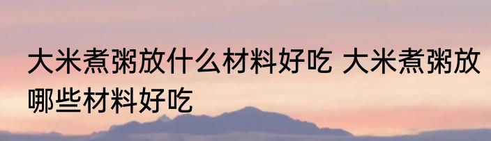 大米煮粥放什么材料好吃 大米煮粥放哪些材料好吃