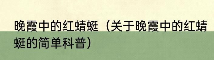 晚霞中的红蜻蜓（关于晚霞中的红蜻蜓的简单科普）