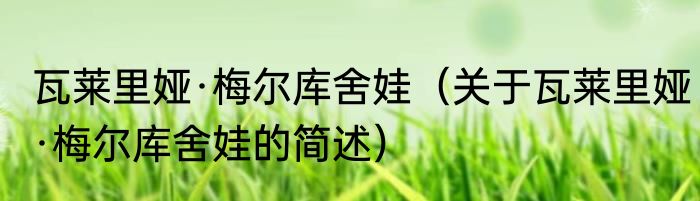 瓦莱里娅·梅尔库舍娃（关于瓦莱里娅·梅尔库舍娃的简述）