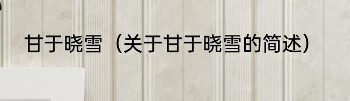 甘于晓雪（关于甘于晓雪的简述）