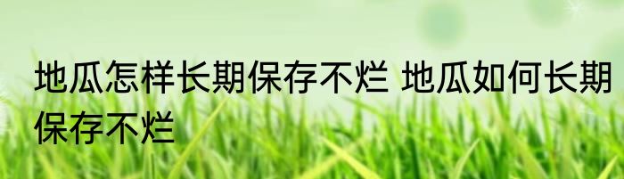 地瓜怎样长期保存不烂 地瓜如何长期保存不烂